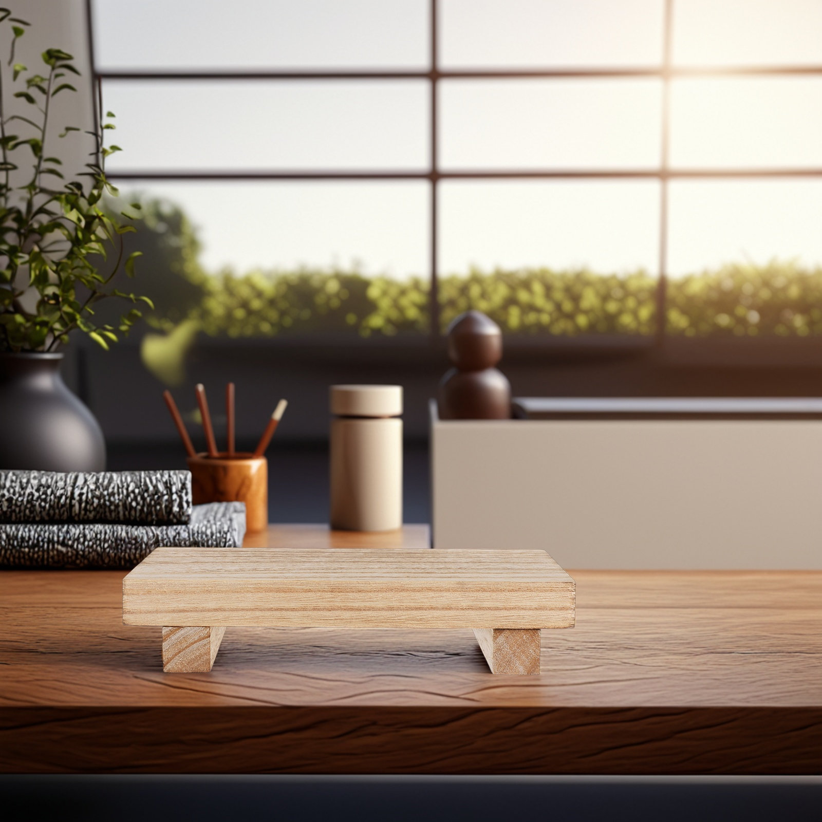 Small Wooden Pedestal Stand Ru - Indoor Plants 评论和价格