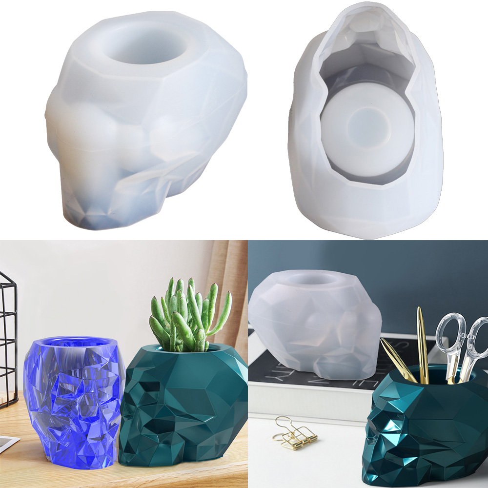 Skull Shape Mold Pen Holder Si - Terracotta Pot 评论和价格