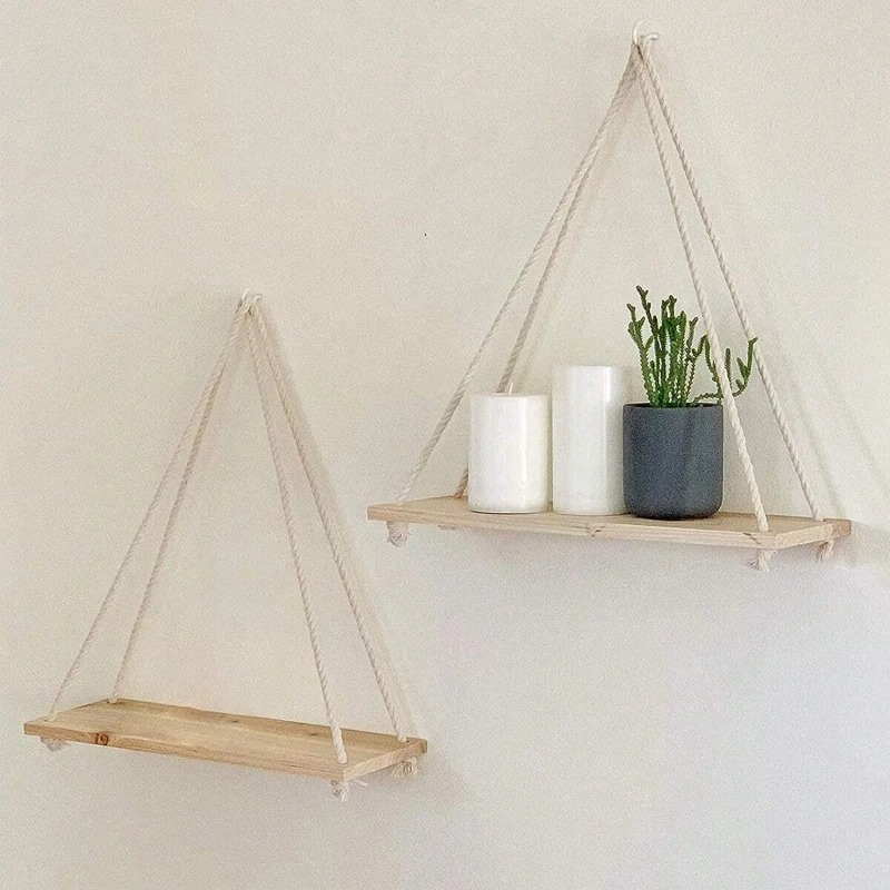 1PC Wooden Swing Hanging Hemp  - Terracotta Pot 评论和价格